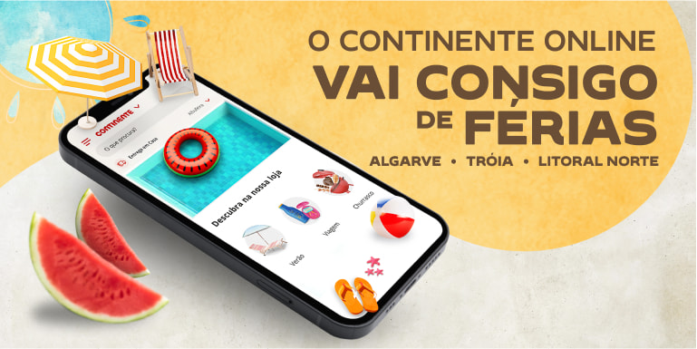 O Continente Online vai consigo de férias