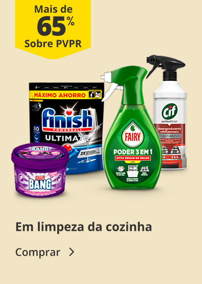 Até 65% PVPR em limpeza da cozinha