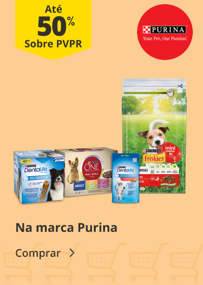  Até 50% PVPR na marca Purina 