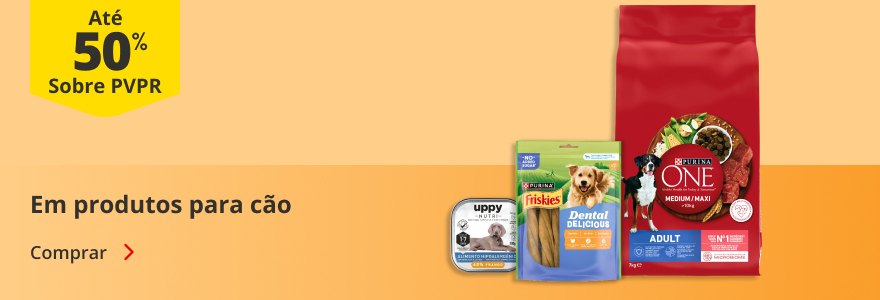 Até 50% PVPR em produtos para cão