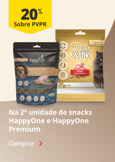 20% na 2ª unidade em snacks HappyOne e HappyOne Premium