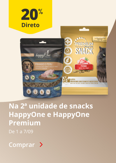 20% na 2ª unidade em snacks HappyOne e HappyOne Premium