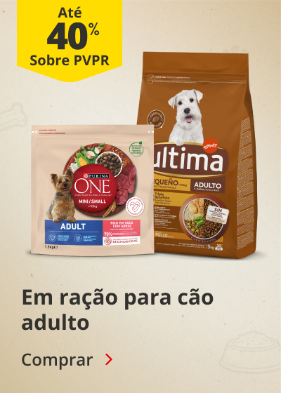 Até 40% PVPR em ração para cão adulto