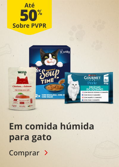 Até 50% PVPR em comida húmida para gato