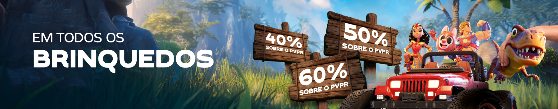 Até 60% em todos os brinquedos
