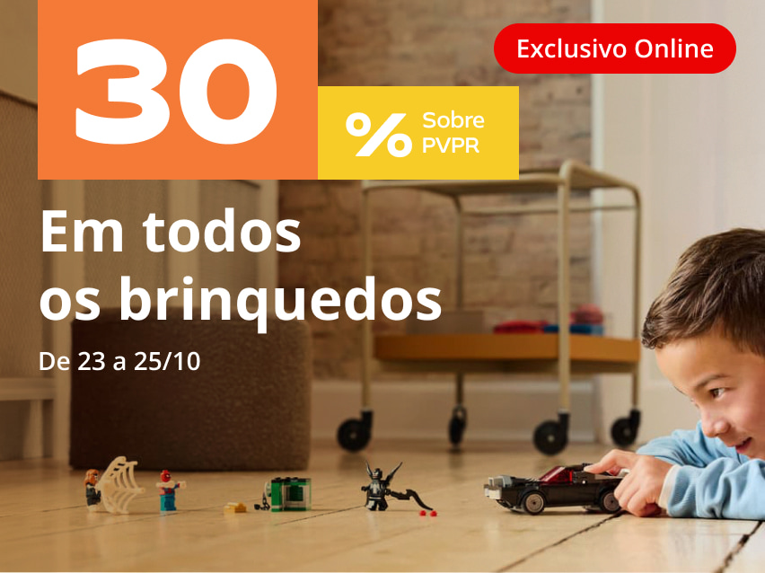 30% sobre PVP Recomendado em todos os Brinquedos, até 25 de outubro