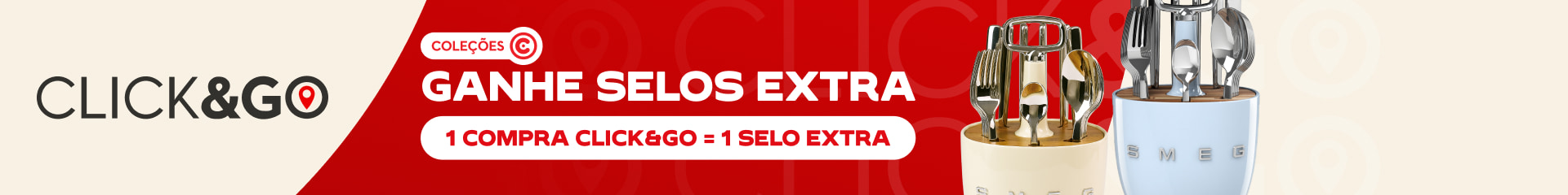 Coleções Continente: Ganhe selos extra. Em cada encomenda Click&go, recebe 1 selo extra.