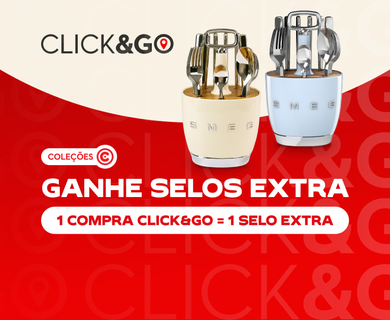 Coleções Continente: Ganhe selos extra. Em cada encomenda Click&go, recebe 1 selo extra.