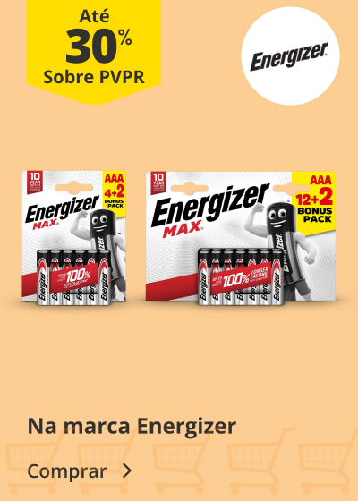 Até 30% PVPR Na marca Energizer
