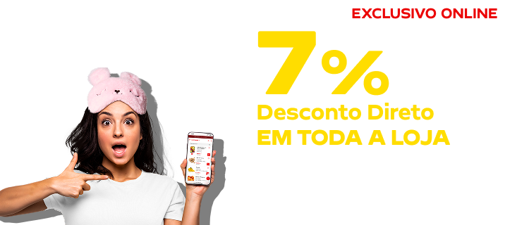 Noite Imperdível: 7% Desconto Direto, das 7 horas da noite às 7 horas da manhã. De 15 a 16 de outubro.